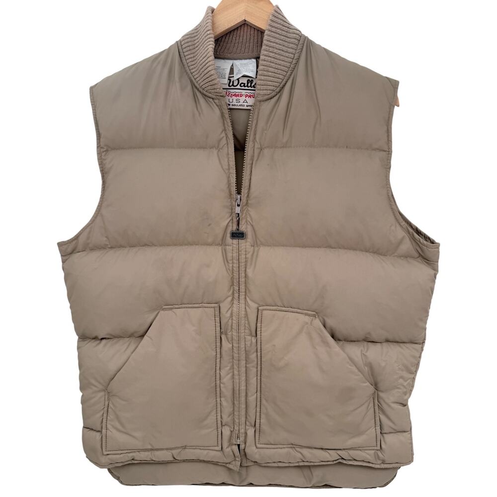 Walls Blizzard Pruf Down Puffer Vest Mens 44 Regular Beige USA Made Vintage